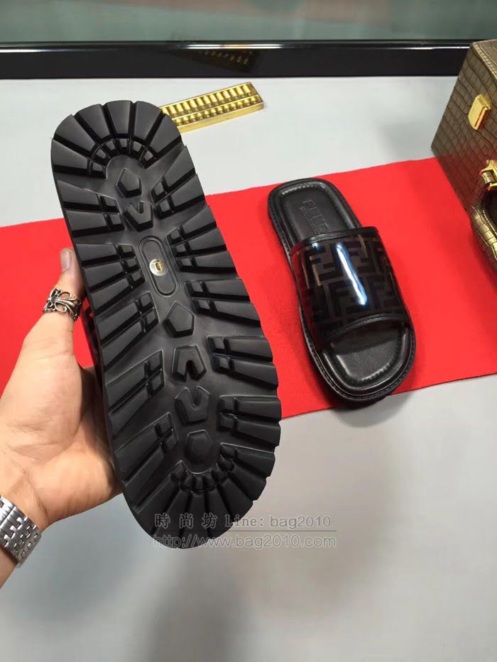 FENDI男鞋 2019新款 芬迪牛皮鞋 男士時尚休閒拖鞋  jpx2046